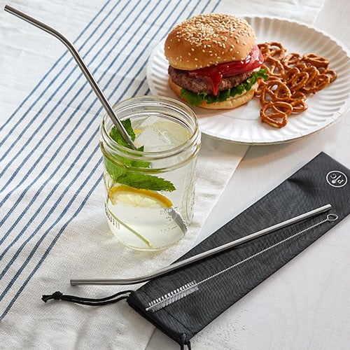 Reusable Steel Straws (10-Piece Set) with Brush | EspressoWorks