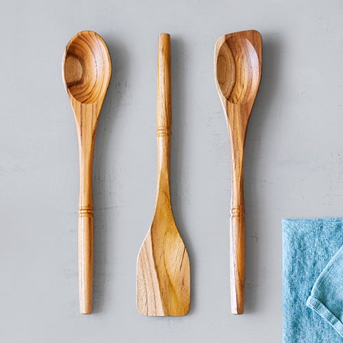 3 Peices New In Package Pampered Chef Teak Tool Set 