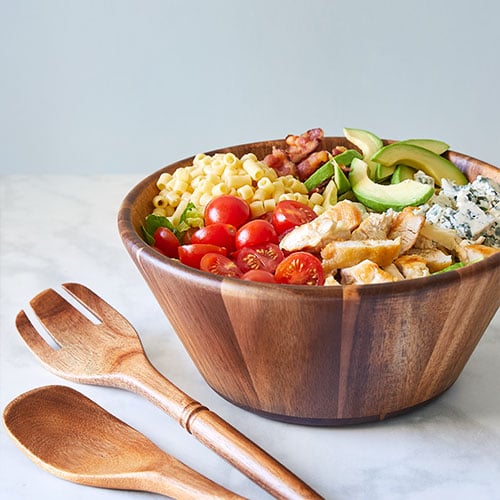 Salad Bowl with Lid, Large Salad Bowl with Tongs, Bamboo Fiber