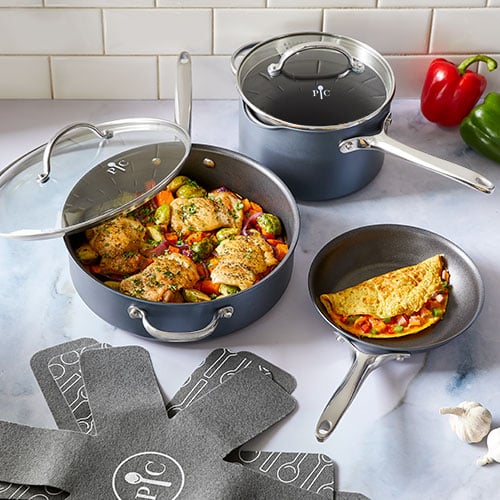 Pampered Chef 5-Piece Brilliance Nonstick Cookware Set