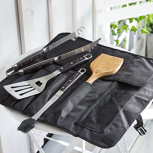 BBQ Grill Tool Set, Stainless Steel Barbecue Grilling Accessories with 7  Utensils and Carrying Case, Includes Spatula, Tongs, Knife by Home-Complete