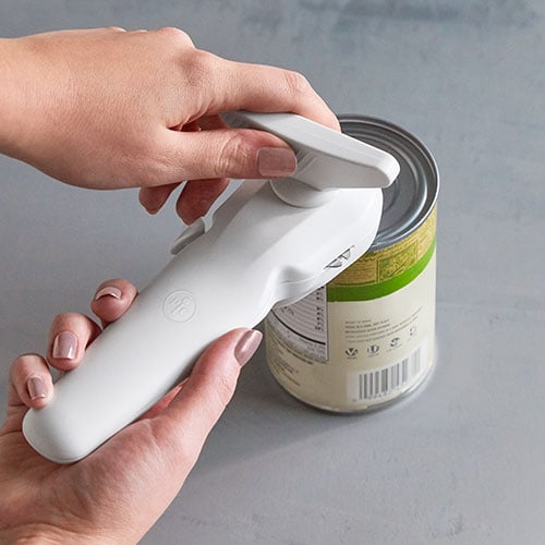 4-in-1 Safety Manual Can Openers hand held with Comfort Grips Smooth Edge-Ultra Sharp Cutting Tools Can Open Jar-Can-Beer and Bottle 2 Spare Blades Included for Seniors with Arthritis Can Opener 