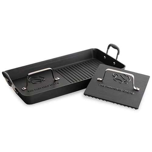 Executive Nonstick Double Burner Grill & Grill Press Set Shop