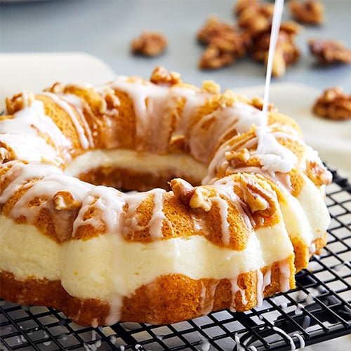 Pumpkin Cream Cheese Bundt Cake with Maple-Olive Oil Glaze • Cook Til  Delicious