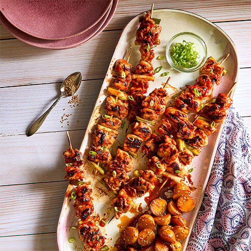 Korean-Inspired BBQ Chicken Skewers - The Defined Dish