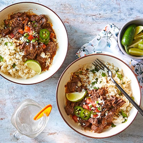 Pressure Cooker Barbacoa Burrito Bowl With Cilantro-Lime Rice - Recipes