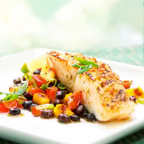 Jamaican Sea Bass with Mango & Black Bean Salad Recipes Pampered