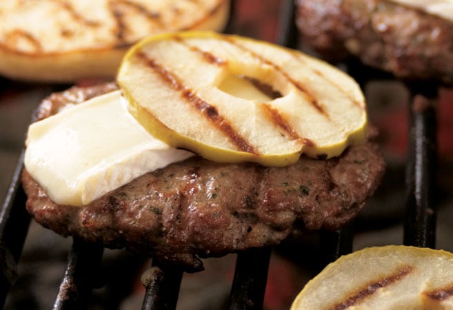 Bacon & Brie Burgers with Grilled Apples