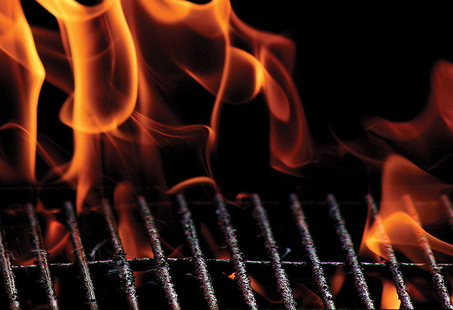Flames on a grill