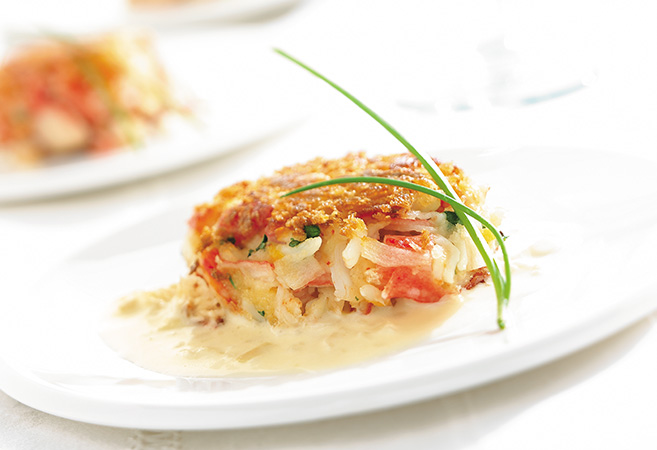 Cruty Crab Cakes with Lemon-Butter Sauce