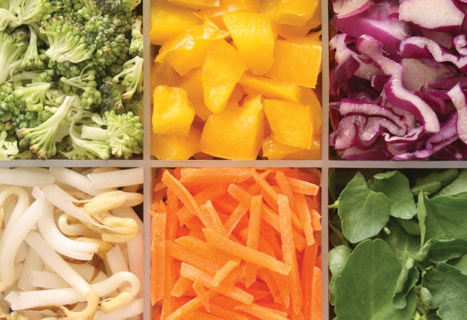 Arrangement of Sliced Veggies
