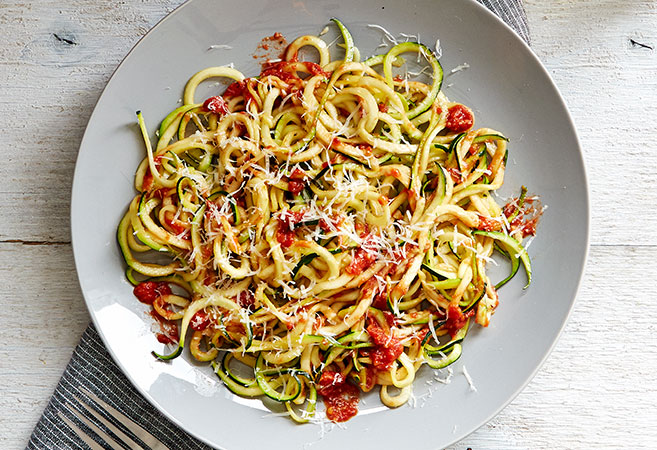 Zucchini Noodles With Crushed Tomato Sauce