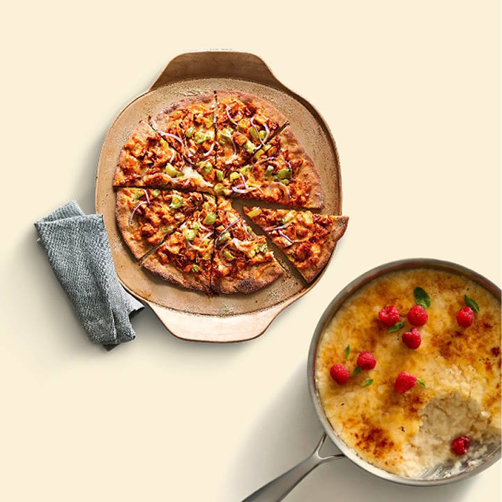 Pizza on a pizza stone