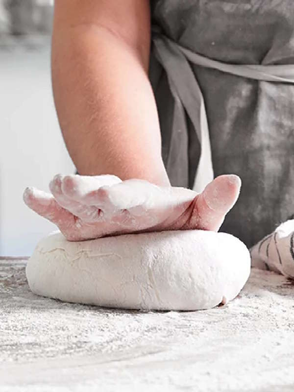 pressing dough