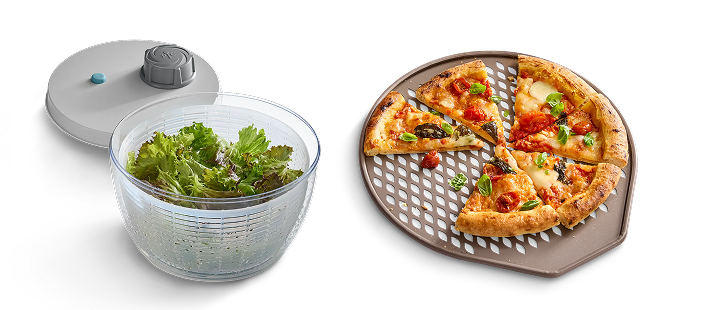 salad and pizza.
