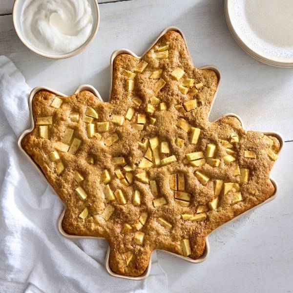 a leaf shaped stoneware pan