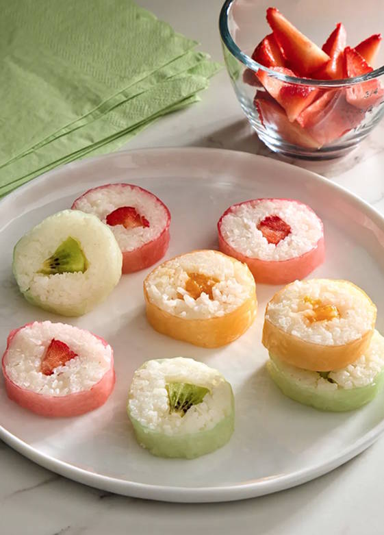 colorful sushi on display