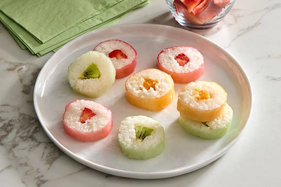 colorful sushi on display