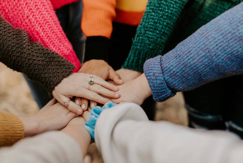 holding hands in a circle