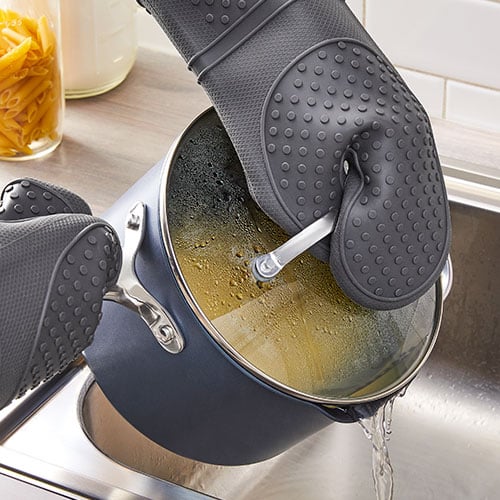 Heat Resistant Silicone Oven Mittens with Mini Oven Gloves and Hot