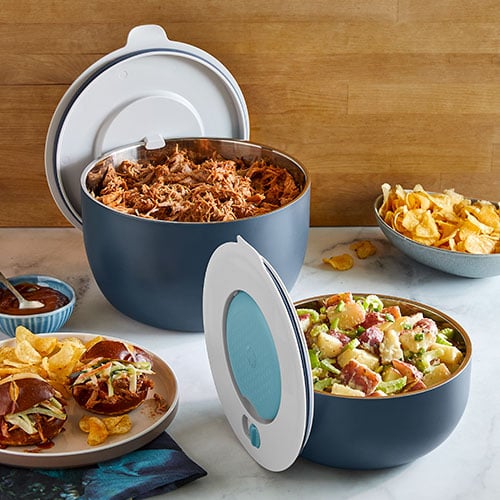 Pampered Chef Mini Freezer Bowls & Rack