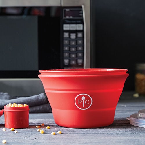 Popcorn Powder's Microwavable Silicone Collapsible Red Popcorn Popper