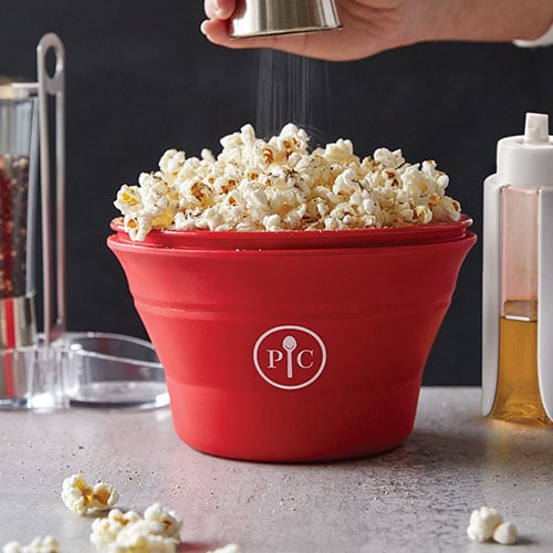 bobotron Popcorn Microwave Silicone Foldable Red Kitchen Easy Tools Diy Popcorn Bucket Bowl Maker with Lid 
