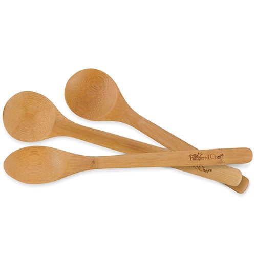 12¨ Oval 10¨ Round & 12¨ Round DWS Pampered Chef BAMBOO SPOON SET of 3 spoons 