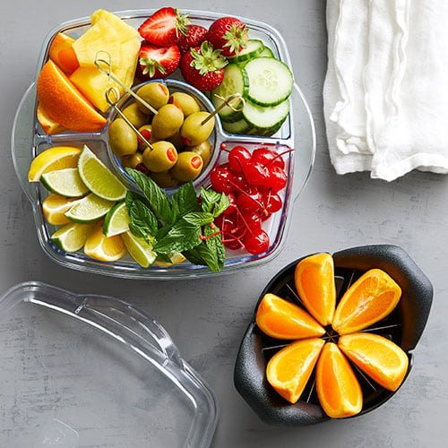 Veggie Tray with Lid Food Storage Containers Square Fruit Divided Snack  Tray Con