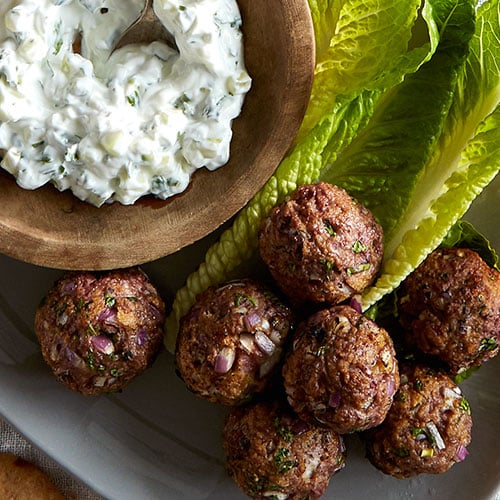 Moroccan Meatballs with Cucumber Yogurt Sauce