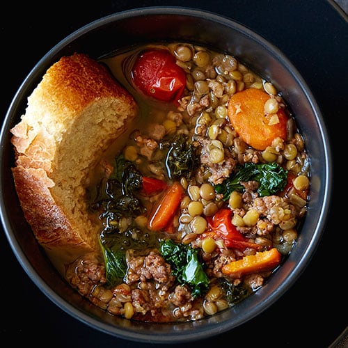 Kale Lentil Sausage Stew