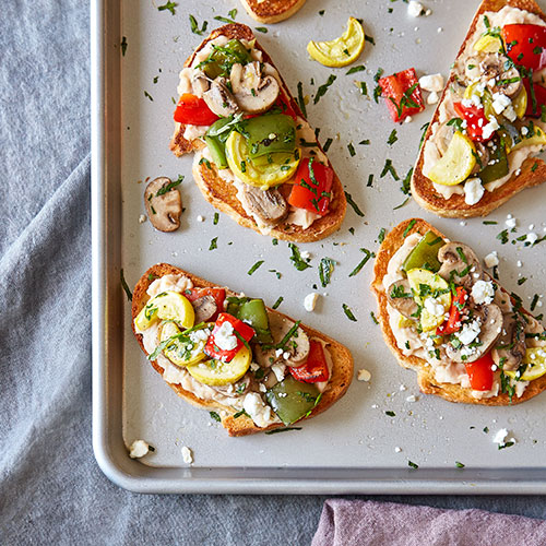 Roasted Vegetable Toasts with White Bean Hummus Recipes Pampered