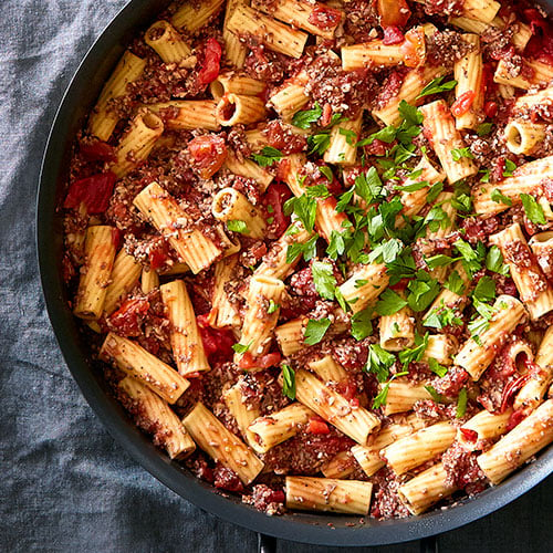 Mushroom Rigatoni Bolognese