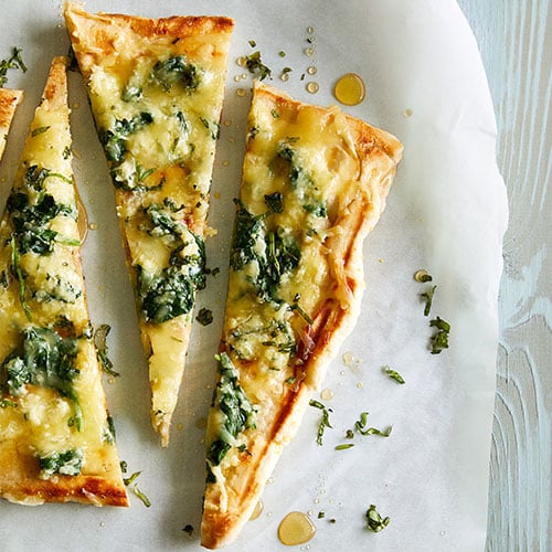 Grilled Spinach, Basil & Honey Pizza