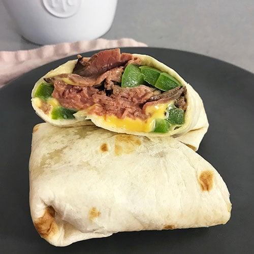 Microwave Philly Cheesesteak Wrap