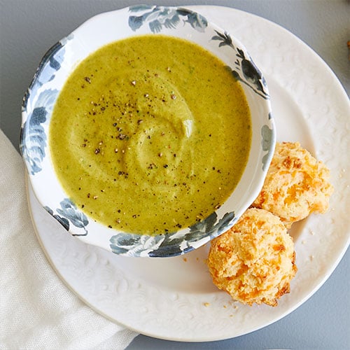 Broccoli Cheddar Soup With Cheddar Biscuits
