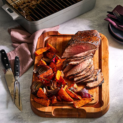 Coffee-Rubbed Beef Roast With Sweet Potatoes