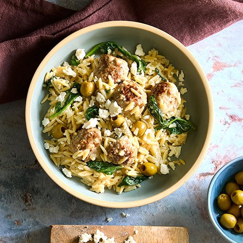 Greek Turkey Meatballs With Orzo