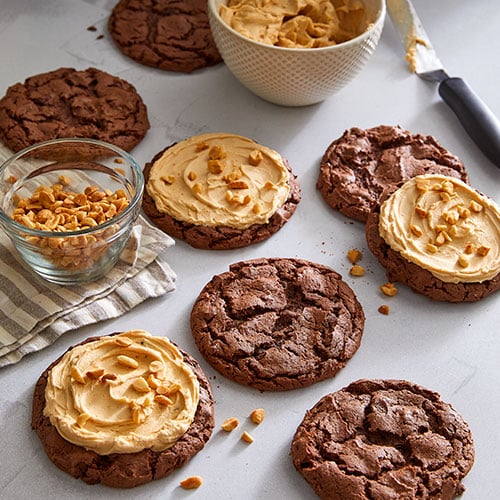 Chocolate Cake Mix Cookies with Peanut Butter