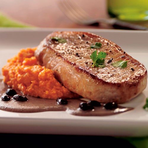 Pork Chops with Sweet Potato Puree & Black Bean Sauce Recipes Pampered Chef US Site