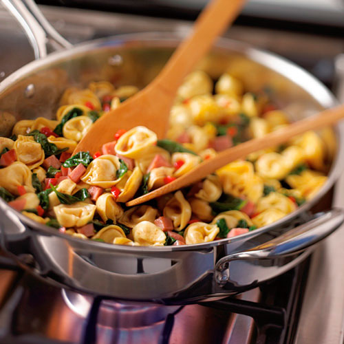 Brown Butter Tortellini with Spinach & Ham