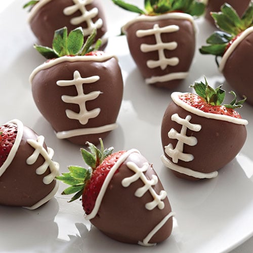 Chocolate Dipped Football Strawberries