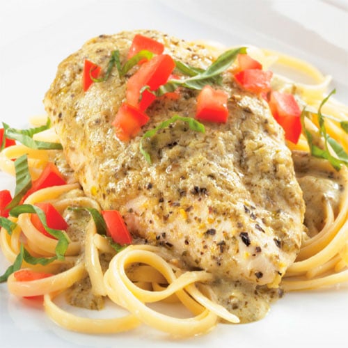 Creamy Lemon-Pesto Chicken & Linguine