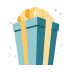 a wrapped present with a yellow bow