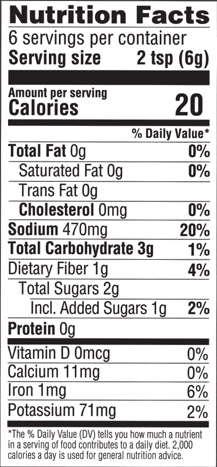 nutrition information