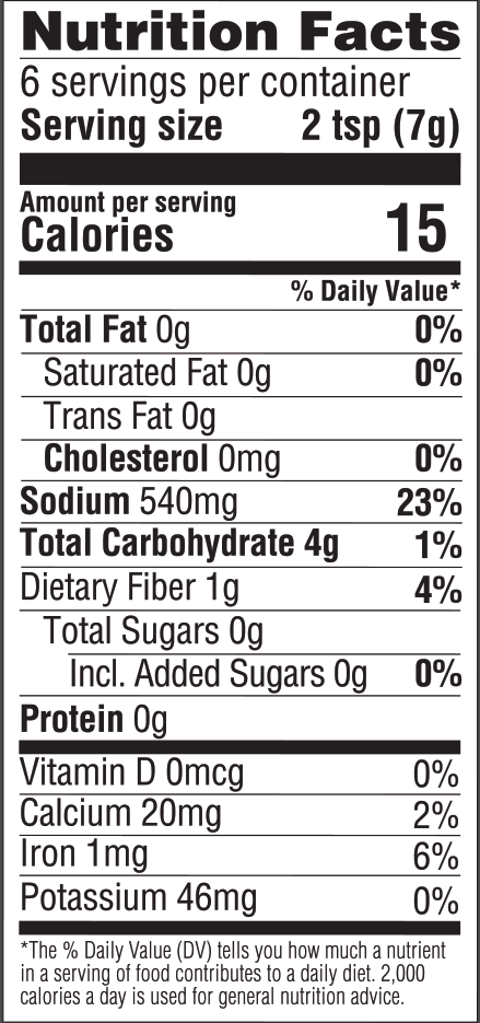 nutrition information