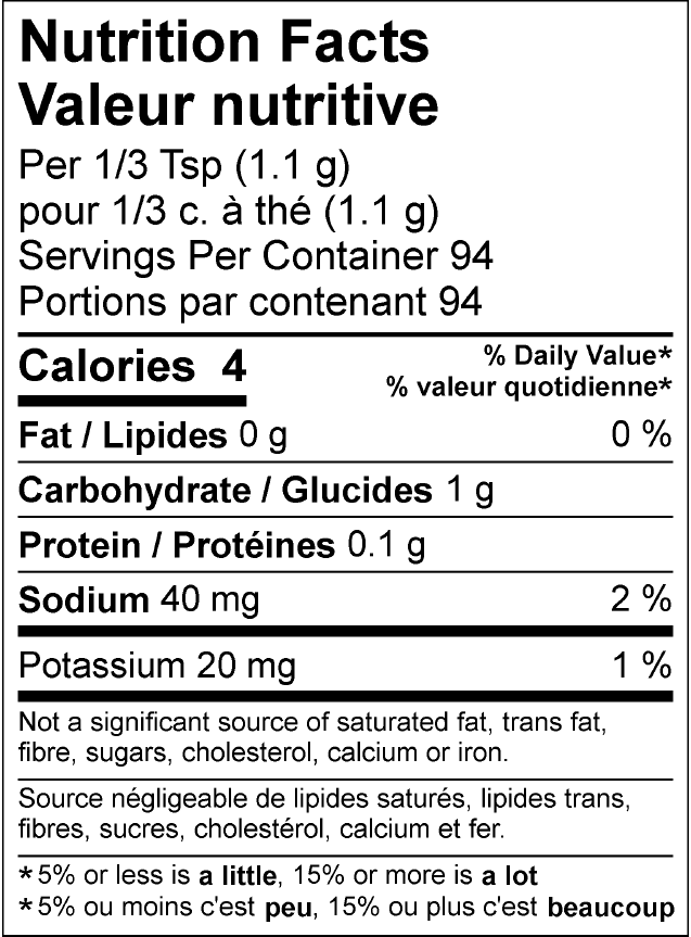 nutrition information