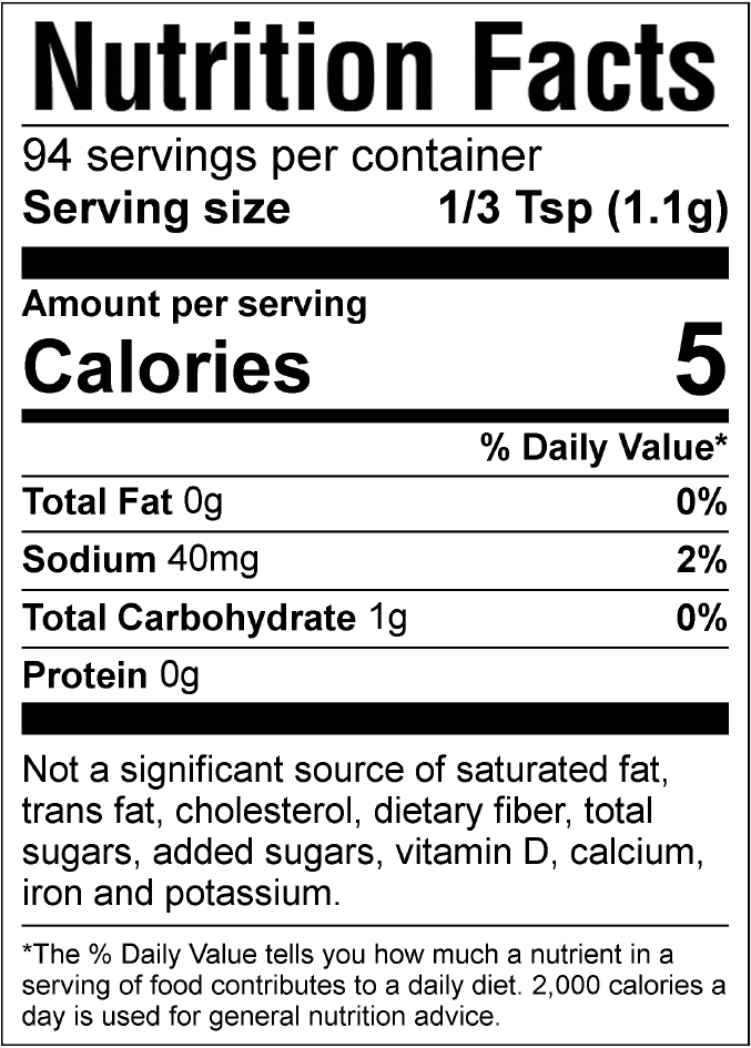 nutrition information