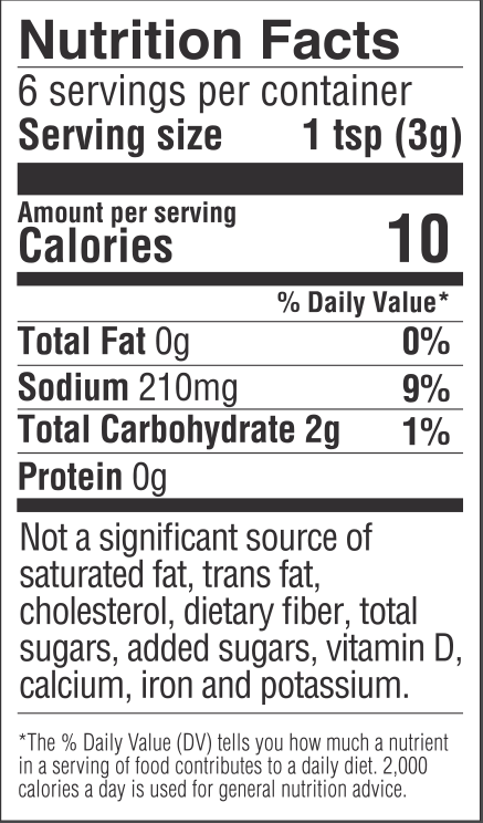 nutrition information