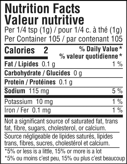 nutrition information